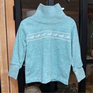 Vintage 70s Health-tex Sweater Scottie dog Blue Turtleneck ribbed turquoise knit